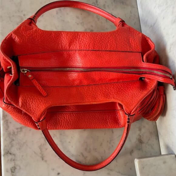 KATE SPADE Orange Leather Stevie Southport Avenue Flame Satchel - Picture 9 of 17